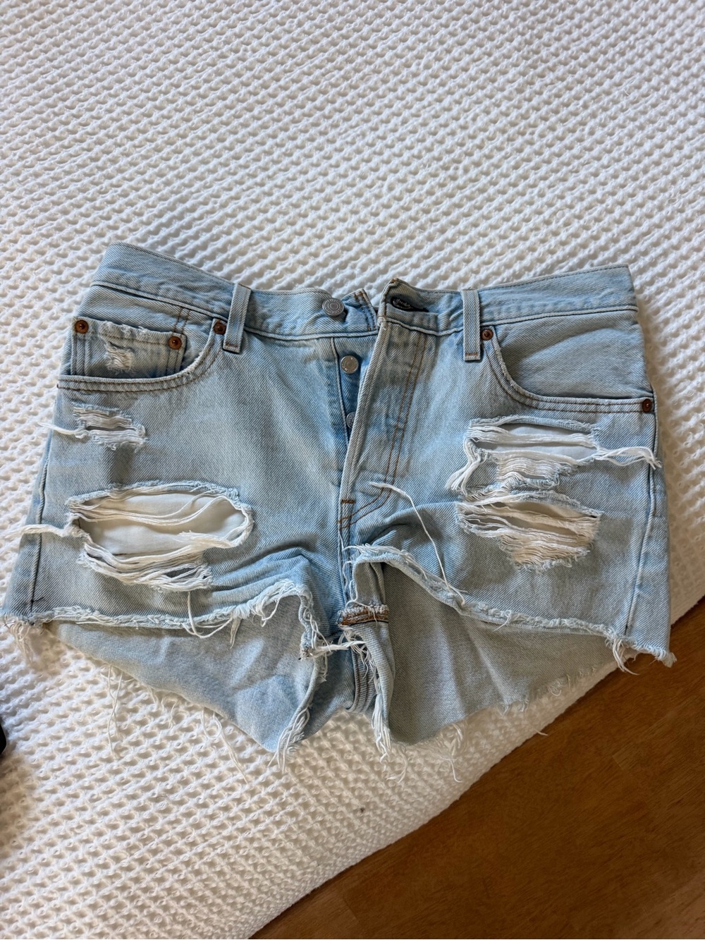Levi’s Light Blue Distressed Denim Women's Shorts